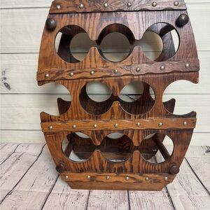 Rustic Wooden Barrel Wine Rack